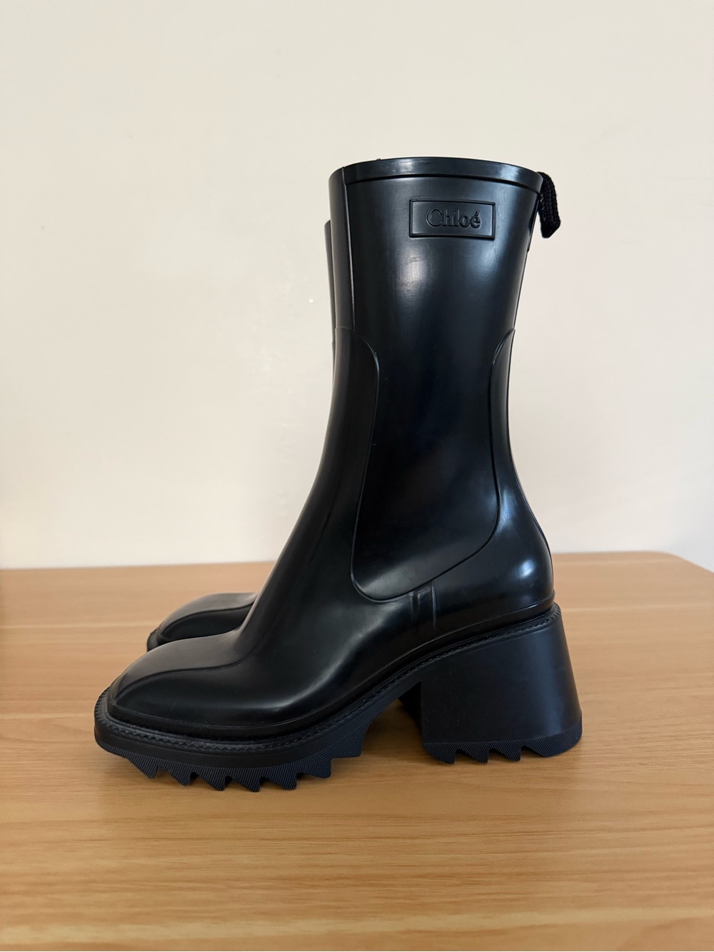 Chloé Betty-style rubber rain boots / lug heel boots - Picture 4 of 8
